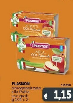 Deco Supermercati Plasmon Omogeneizzati Alla Frutta Mela/ 4 Frutti 100% Naturale offerta