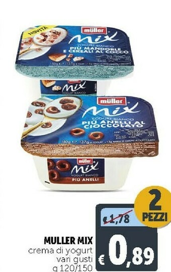 Deco Supermercati Muller Mix Yogurt Al Cocco Più Cioccolato 150 G(ml) offerta