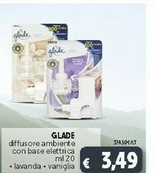 Deco Supermercati Glade Diffusore Ambiente Con Base Elettrica Lavanda/ Vaniglia Ml 20 offerta
