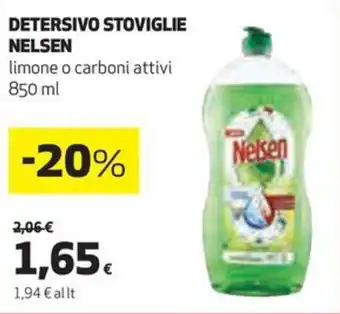 Coop DETERSIVO STOVIGLIE NELSEN limone o carboni attivi 850 ml offerta