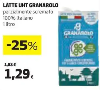 Coop LATTE UHT GRANAROLO parzialmente scremato 100% italiano 1 litro offerta
