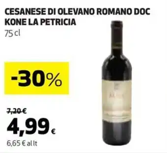 Coop CESANESE DI OLEVANO ROMANO DOC KONE LA PETRICIA 75 cl offerta