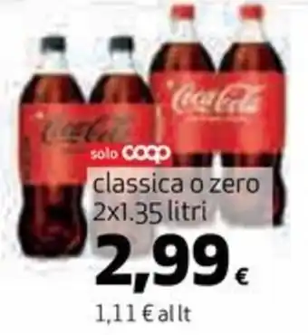 Coop Coca-Cola classica o zero 2x1.35 litri offerta