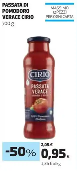 Coop PASSATA DI POMODORO VERACE CIRIO 700 g offerta