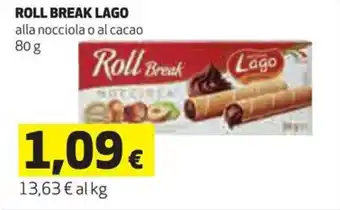 Coop ROLL BREAK LAGO alla nocciola o al cacao 80 g offerta
