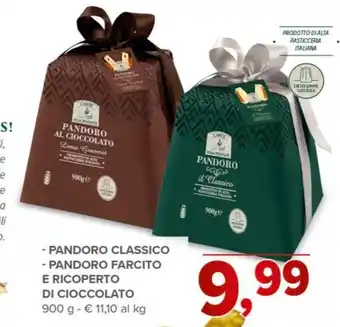 Todis PANDORO CLASSICO - PANDORO FARCITO E RICOPERTO DI CIOCCOLATO 900 g offerta