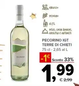 Todis PECORINO IGT TERRE DI CHIETI 75 cl offerta