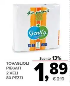 Todis TOVAGLIOLI PIEGATI 2 VELI 80 PEZZI offerta