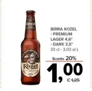 Todis BIRRA KOZEL - PREMIUM LAGER 4,6° - DARK 3,5° 33 cl offerta