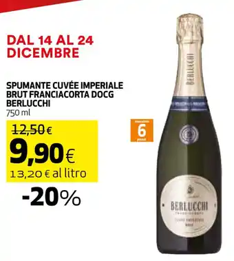Coop SPUMANTE CUVÉE IMPERIALE BRUT FRANCIACORTA DOCG BERLUCCHI 750 offerta
