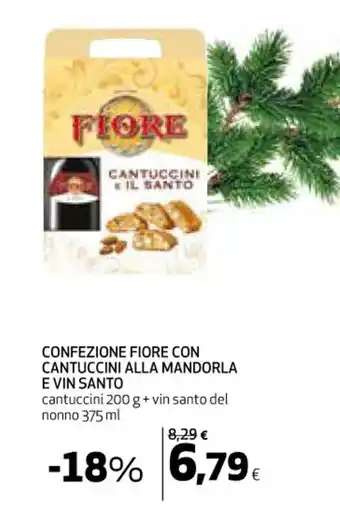 Coop CONFEZIONE FIORE CON CANTUCCINI ALLA MANDORLA E VIN SANTO cantuccini 200 g + vin santo del nonno 375 ml offerta