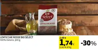 Coop LENTICCHIE ROSSE BIO SELECT 100% italiano, 300 g offerta