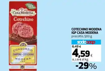 Coop COTECHINO MODENA IGP CASA MODENA precotto, 500 g offerta