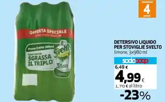 Coop DETERSIVO LIQUIDO PER STOVIGLIE SVELTO limone, 3x980 ml offerta