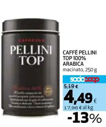 Coop CAFFE PELLINI TOP 100% ARABICA TOP macinato, 250 g offerta