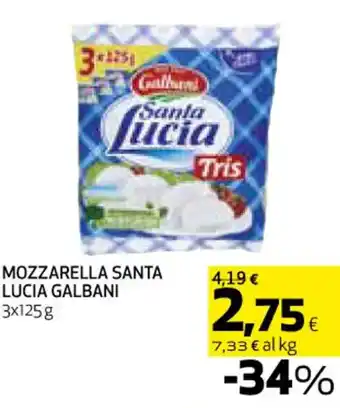Coop MOZZARELLA SANTA LUCIA GALBANI 3x125g offerta