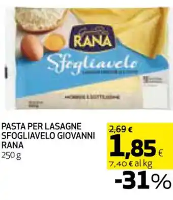 Coop PASTA PER LASAGNE SFOGLIAVELO GIOVANNI RANA 250 g offerta