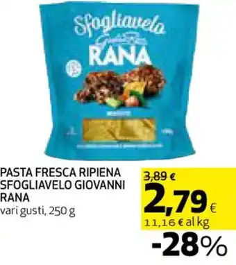 Coop PASTA FRESCA RIPIENA SFOGLIAVELO GIOVANNI RANA vari gusti, 250 g offerta