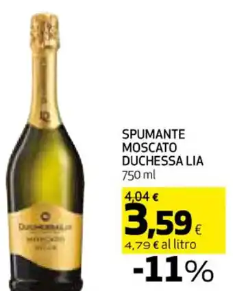 Coop SPUMANTE MOSCATO DUCHESSA LIA 750 ml offerta