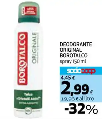 Coop DEODORANTE ORIGINAL BOROTALCO spray 150 ml offerta