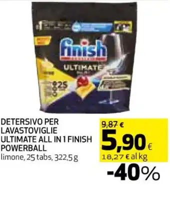 Coop DETERSIVO PER LAVASTOVIGLIE ULTIMATE ALL IN 1 FINISH POWERBALL limone, 25 tabs, 322,5g offerta