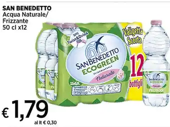 Ipercoop SAN BENEDETTO Acqua Naturale/ Frizzante 50 cl x 12 offerta