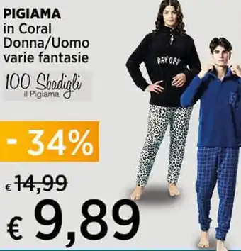Ipercoop PIGIAMA in Coral Donna/Uomo offerta