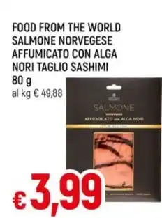 Famila FOOD FROM THE WORLD SALMONE NORVEGESE AFFUMICATO CON ALGA NORI TAGLIO SASHIMI 80 g offerta