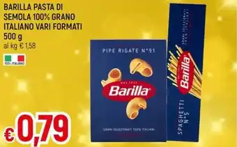 Famila BARILLA PASTA DI SEMOLA 100% GRANO ITALIANO VARI FORMATI 500 g offerta