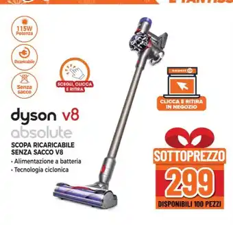 Expert dyson v8 absolute SCOPA RICARICABILE SENZA SACCO V8 offerta