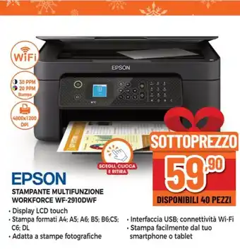 Expert EPSON STAMPANTE MULTIFUNZIONE WORKFORCE WF-2910DWF offerta