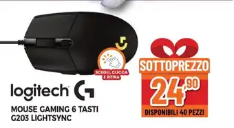 Expert logitech MOUSE GAMING 6 TASTI G203 LIGHTSYNC offerta
