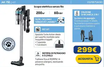 Euronics SAMSUNG Jet 75E pet VS20B75AGRI offerta