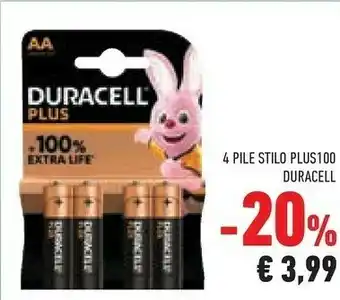 Duracell 4 Pile Stilo Plus100