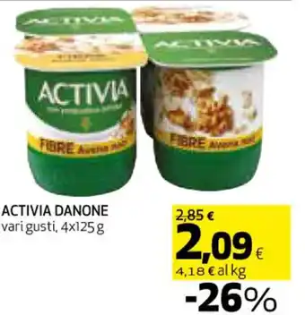 Coop ACTIVIA DANONE vari gusti, 4x125 g offerta