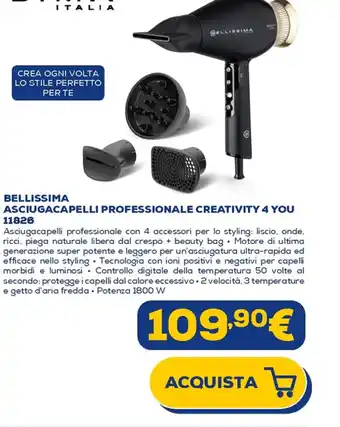 Euronics BELLISSIMA ASCIUGACAPELLI PROFESSIONALE CREATIVITY 4 YOU 11826 offerta