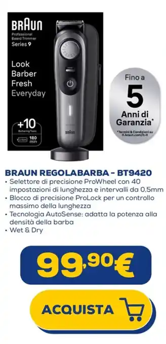 Euronics BRAUN REGOLABARBA- BT9420 offerta