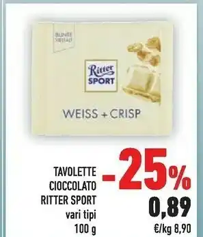 Conad Ritter sport 102157 Cioccolato E Caramella Cioccolato Bianco 100 G offerta
