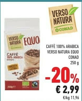 Conad Conad - Caffè 100% Arabica Equo Biologico Verso Natura 250 G(ml) offerta