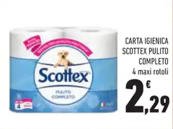 Conad City CARTA IGIENICA SCOTTEX PULITO COMPLETO 4 maxi rotoli offerta