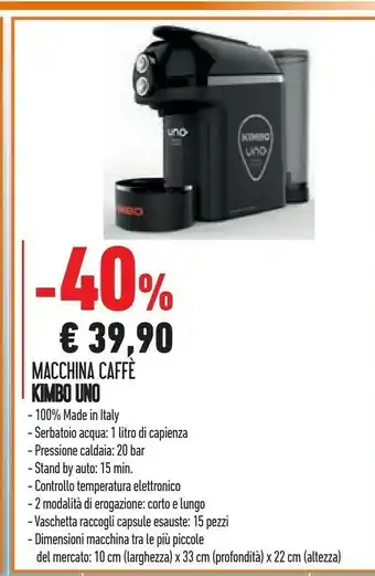 Conad Kimbo Macchina Caffè Uno offerta