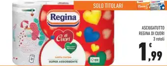 Conad City ASCIUGATUTTO REGINA DI CUORI 3 rotoli offerta