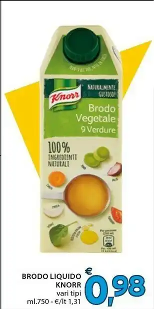 Mercatò Knorr Brodo Vegetale 9 Verdure 750 G(ml) offerta