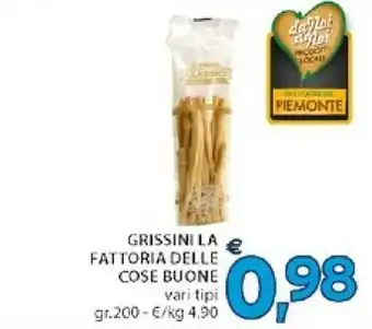 Mercatò La fattoria delle cose buone Grissini Al Mais 200 G(ml) offerta