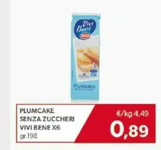 Mercatò Selex Plumcake Senza Zuccheri Vivi Bene offerta