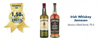 Esselunga Irish Whiskey Jameson classico o black barrel, 70 cl offerta