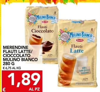 TuoDi Barilla Merendine Flauti Latte/ Cioccolato Mulino Bianco offerta