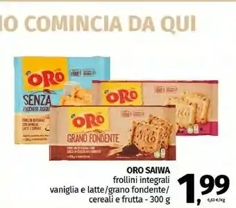 Pam Saiwa Oro Grano Fondente Frollino Integrale Con Gocce Di Cioccolato Fondente 300 G(ml) offerta
