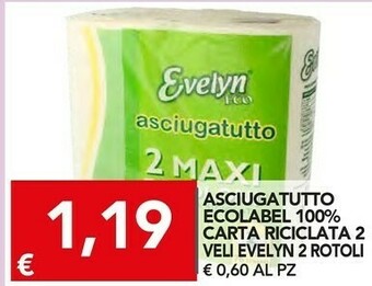 TuoDi Evelyn Asciugatutto Ecolabel 100% Carta Riciclata 2 Veli 2 Rotoli offerta
