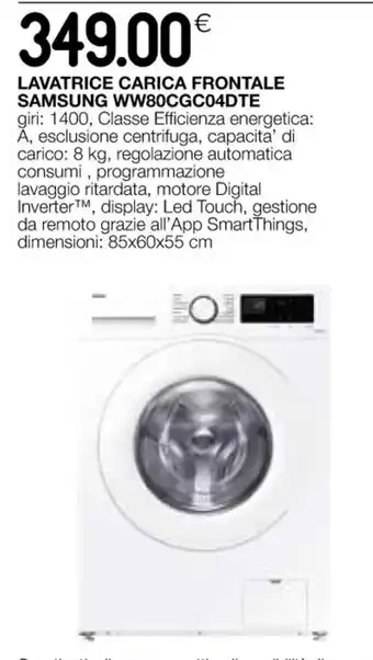 Coop LAVATRICE CARICA FRONTALE SAMSUNG WW80CGC04DTE offerta